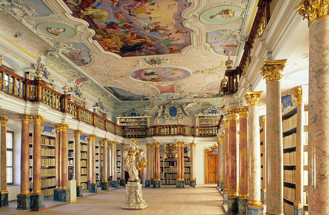 Europe, Germany, Bavaria, Ottobeuren, Ottobeuren Abbey Library