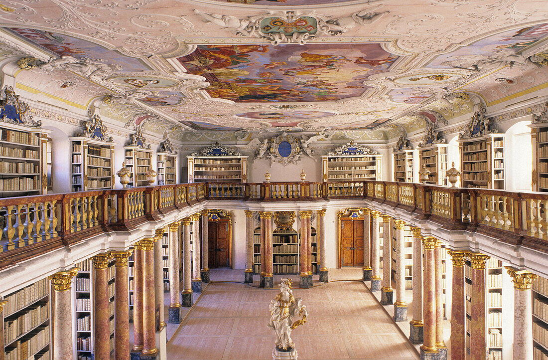 Klosterbibliothek, Kloster Ottobeuren, Ottobeuren, Bayern, Deutschland