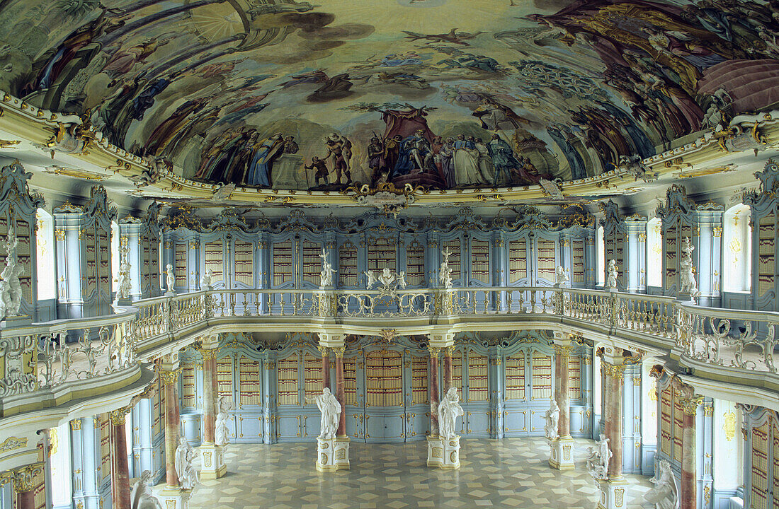 Library, Schussenried Abbey, Schussenried, Baden-Wurttemberg, Germany