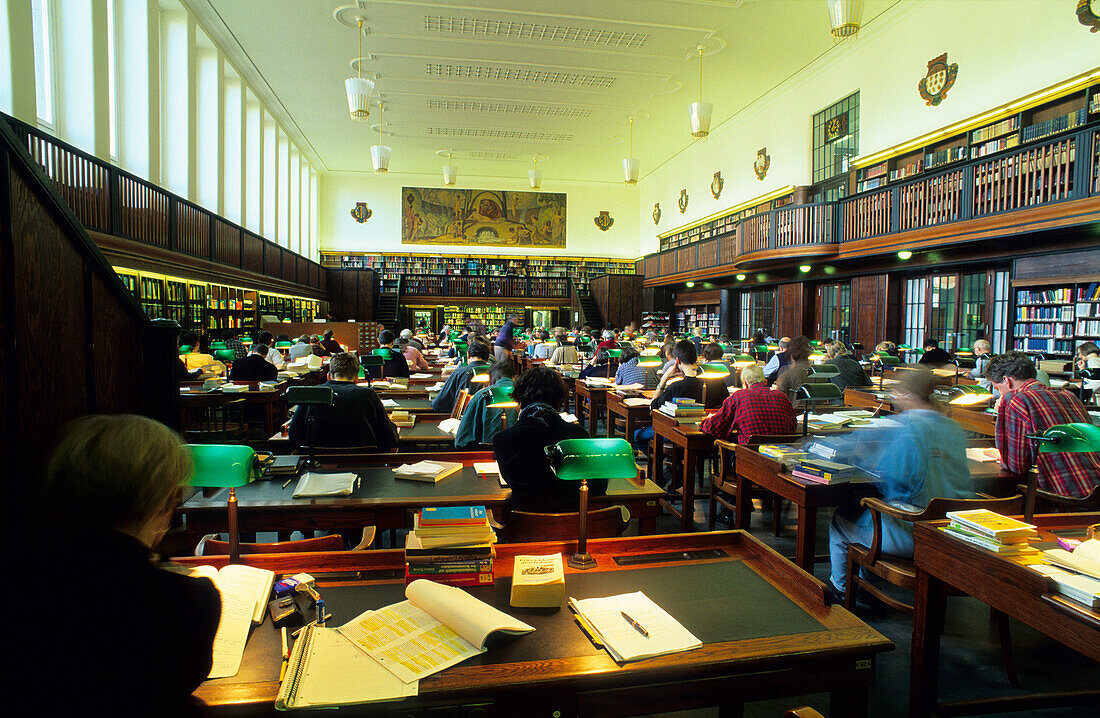 Europe, Germany, Saxony, Leipzig, German National Library (former Deutsche Bücherei), interior view, reading room