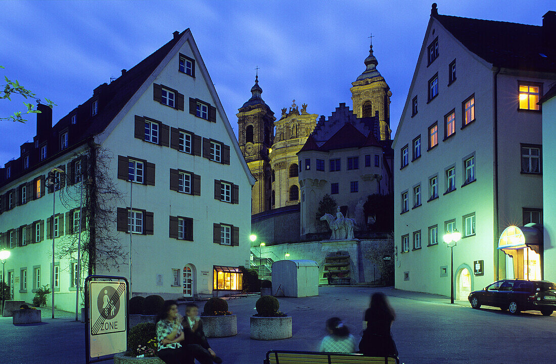 Abtei Weingarten bei Nacht, Weingarten, Baden-Württemberg, Deutschland