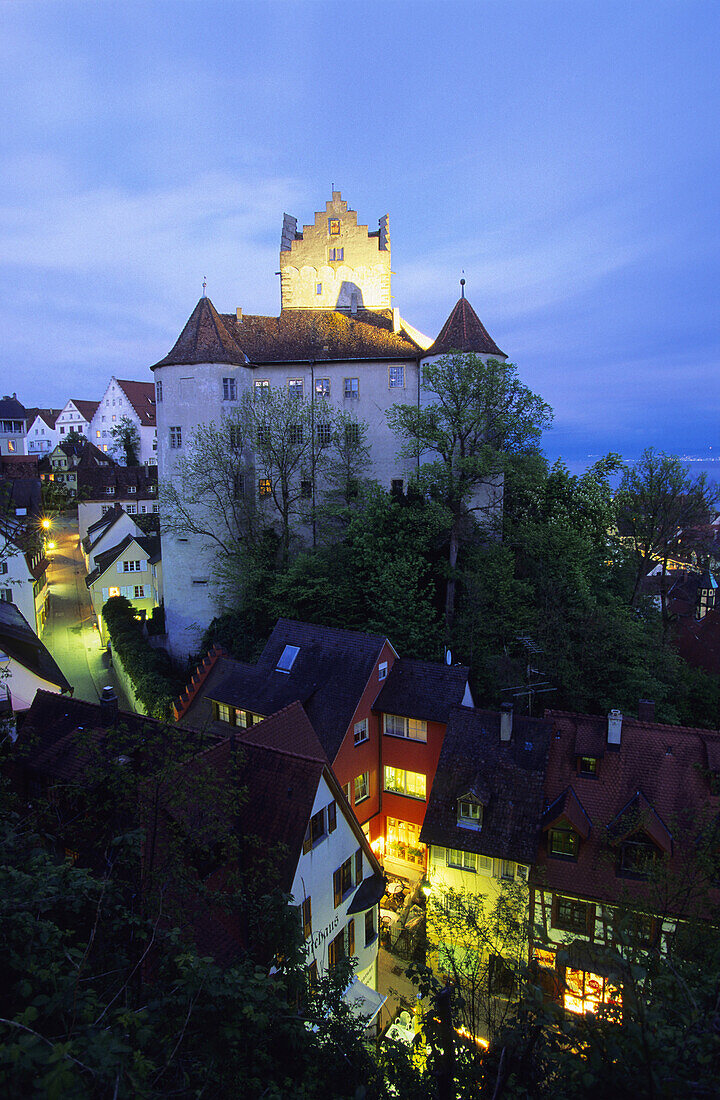 Burg Meersburg bei Nacht, Meersburg, Baden-Württemberg, Deutschland