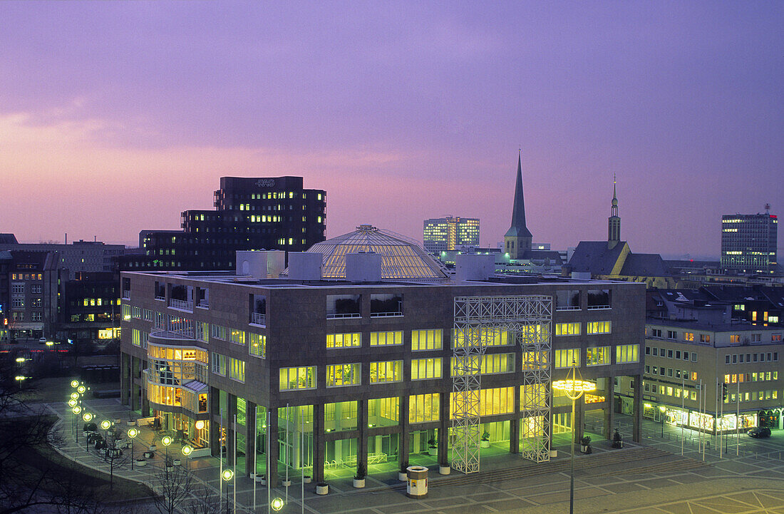 City hall at night, Dortmund, North Rhine-Westphalia, Germany