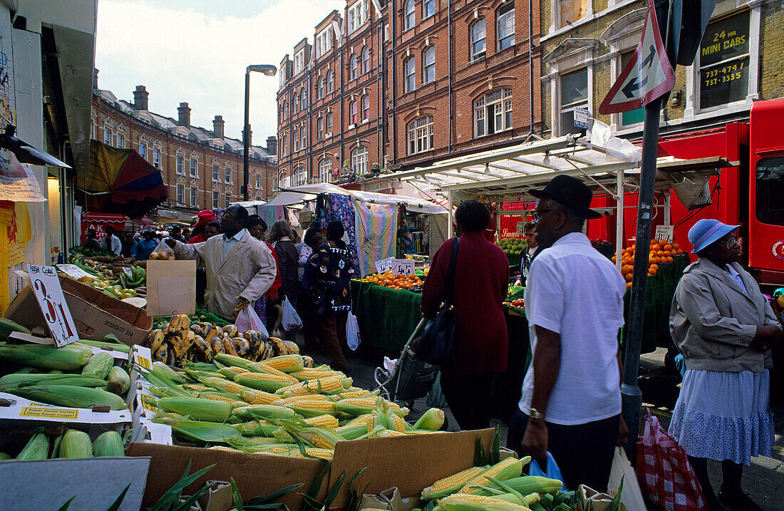 Europe, Great Britain, England, London, market in Brixton