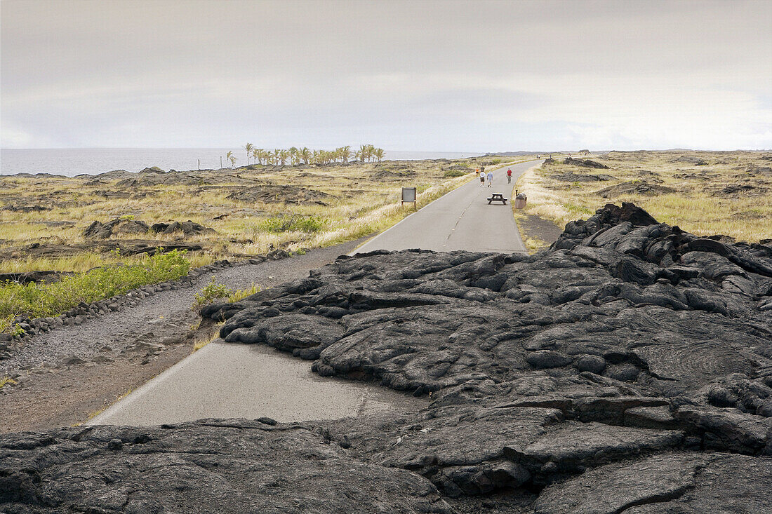 Oct. 2007. USA, Hawaii State. Big Island (Hawai Island). Hawaii Volcanos National Park. Lava on road