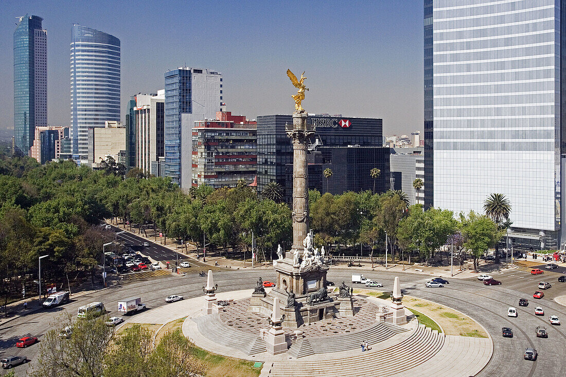 Mexico City. Reforma Avenue. Independence Monument. Mexico.