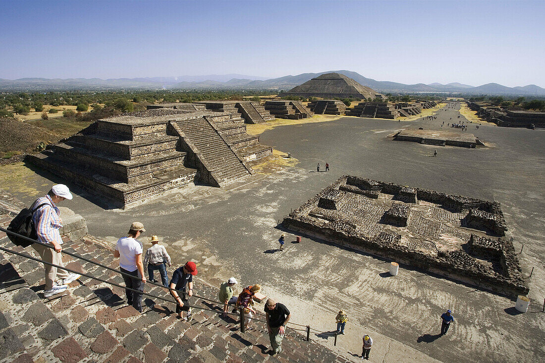 Ruins of Teotihuacan. Avenue of the Dead. The Sun Piramid