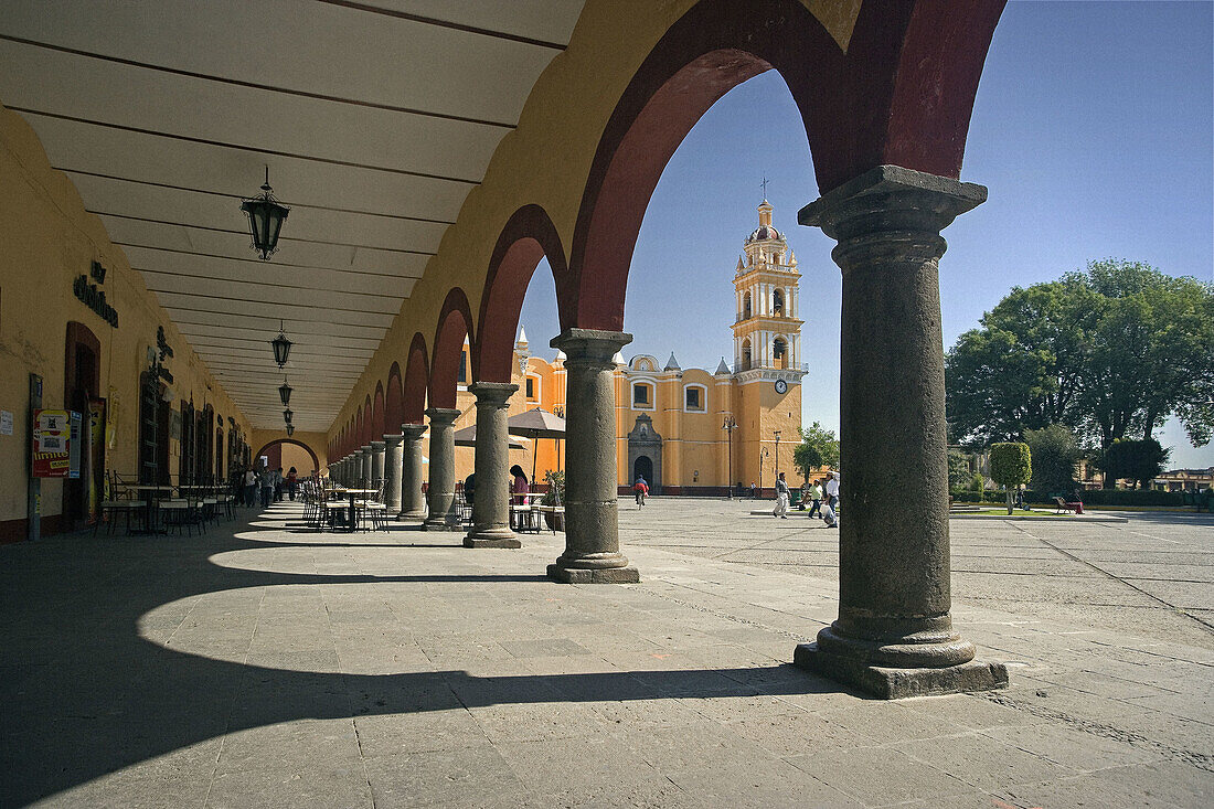 Puebla State. Cholula City. San Pedro Church. Zocalo square. Mexico.