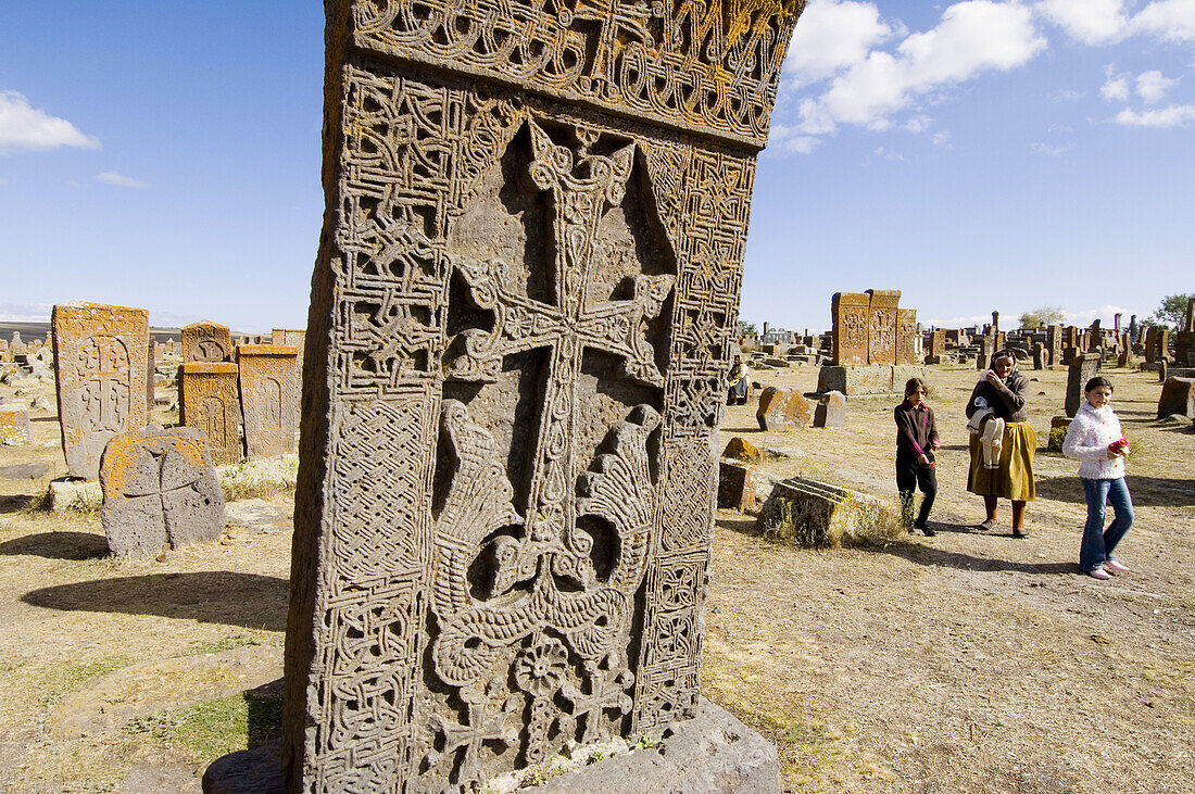 Cemetery with typical stone graves called 'khachkars', Noraduz. Armenia