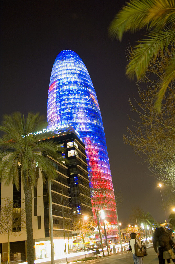 AGBAR (AGuas de BARcelona) tower by Jean Nouvel, Barcelona. Catalonia, Spain