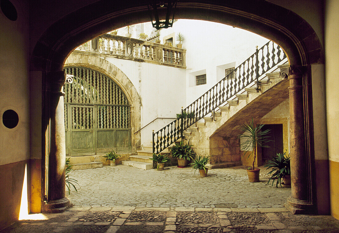 Can Ribes de Pina (typical house of Majorca), the Patio (courtyard). Palma de Mallorca. Balearic Islands. Spain.