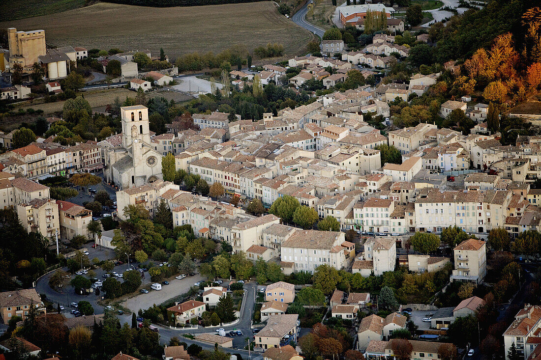 Aerial of Forcalquier .Alpes de Haute-Provence (04). Provence. France.