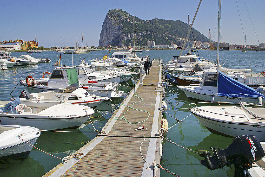 At La Linea, looking to the rock of Gibraltar. Cádiz province. Andalucia. Spain.