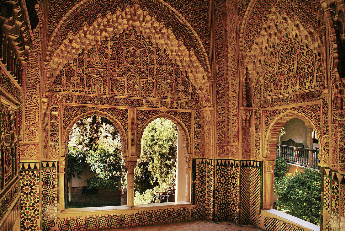 Spain. Granada. Lindaraja lookout, at the Alhambra of Granada.