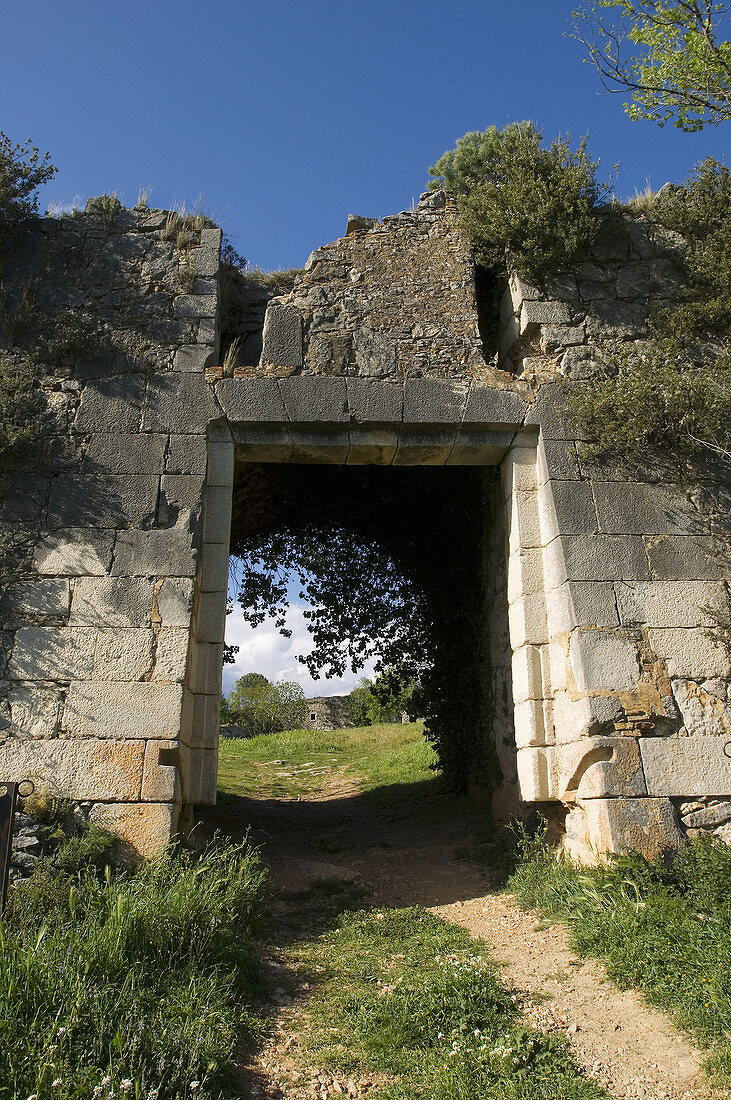 Ruins of Montjuic castle, Girona. Catalonia, Spain