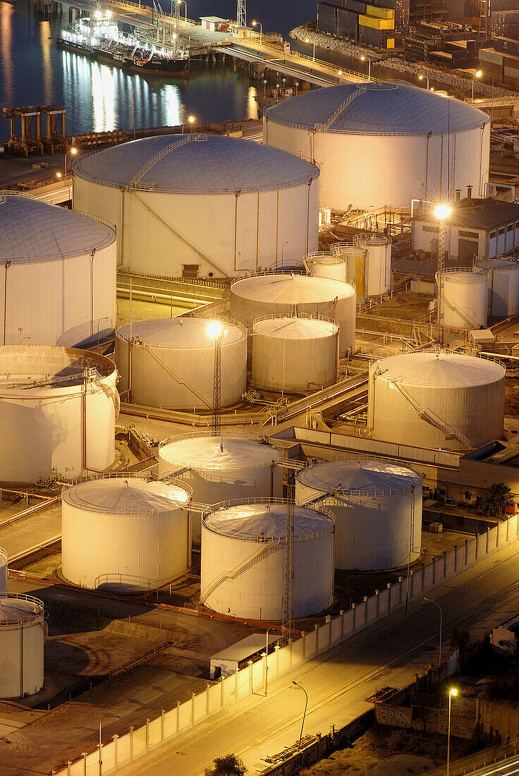 Tanks. Barcelona harbor. Spain.