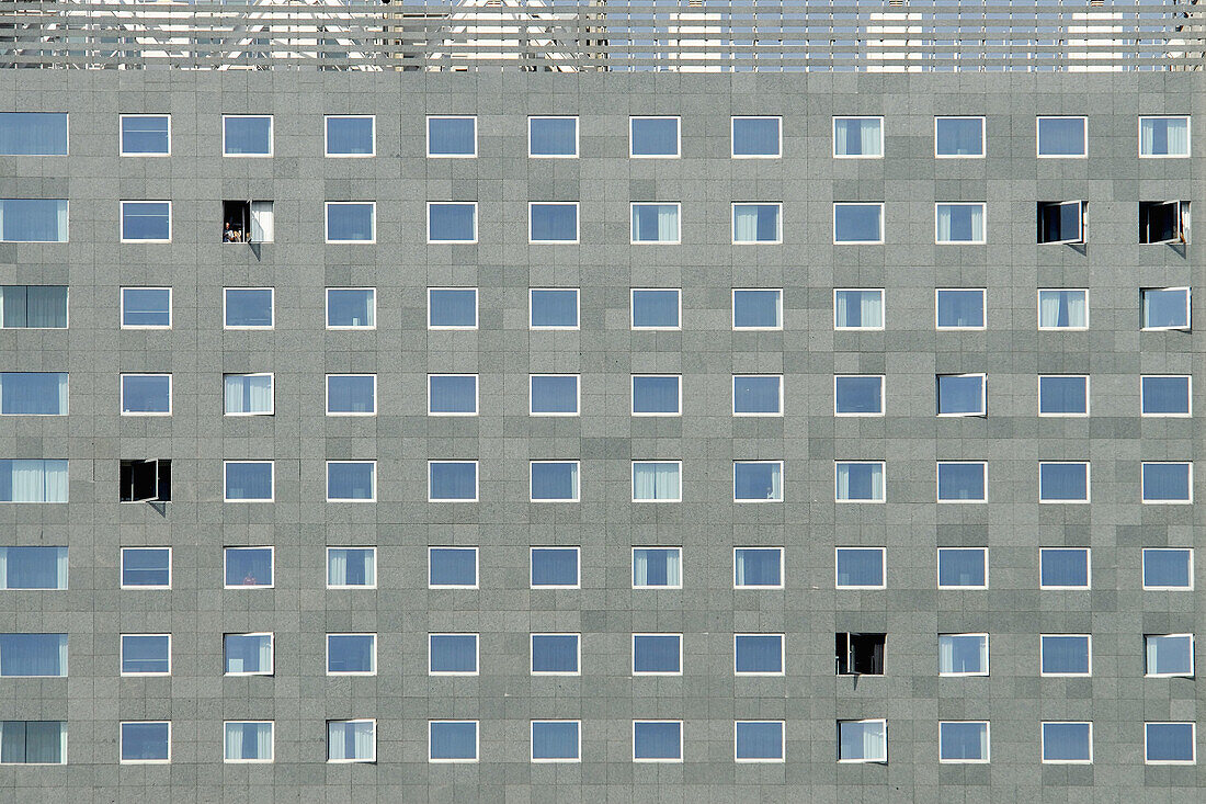 Windows. Barcelona. Building in zona Forum-Diagonal Mar. Barcelona. Catalunya. Spain.