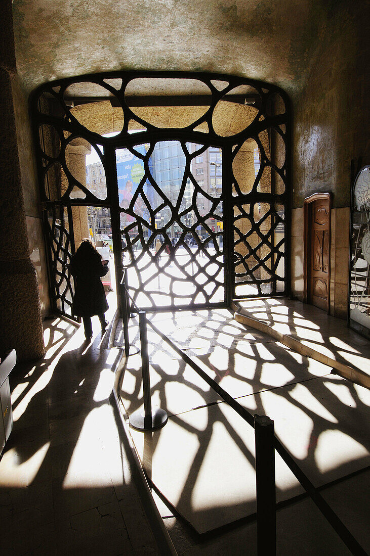 Hall of Mila House (aka La Pedrera) by Gaudi in Passeig de Gracia, Barcelona. Catalonia, Spain