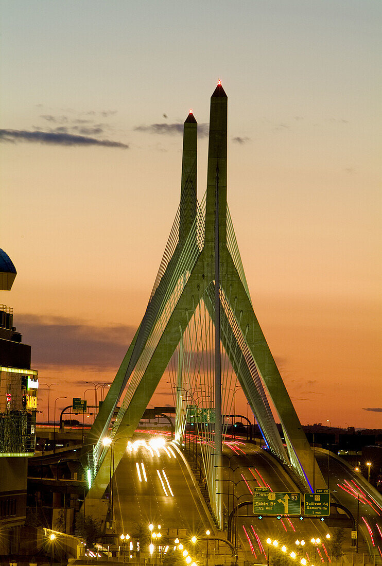 Zakim Bridge over Charles River in Boston, Massachusetts, USA