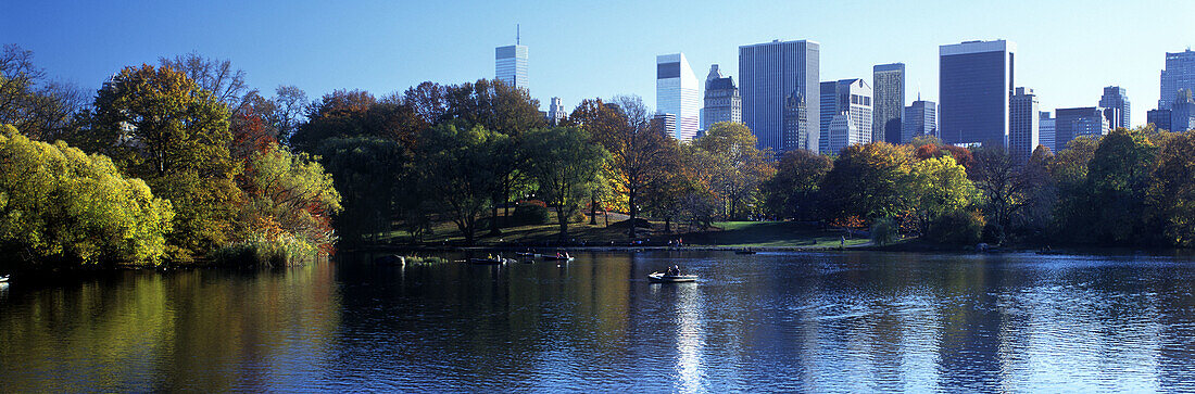 Midtown skyline and lake of Central Park, Manhattan, NYC, USA