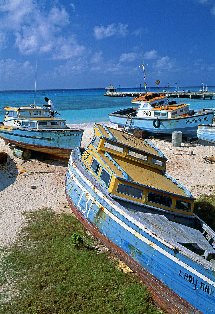 Fishing boats. Oistin. Barbados. West Indies. Caribbean