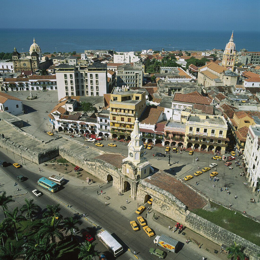 Puerta del Reloj (Uhrenportal), ummauerte Stadt von Cartagena de Indias. Kolumbien