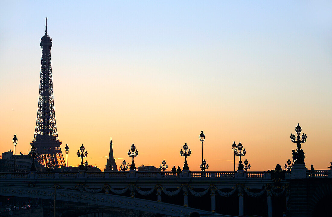 Eiffel Tower and Pont Alexandre Bridge, Paris, France