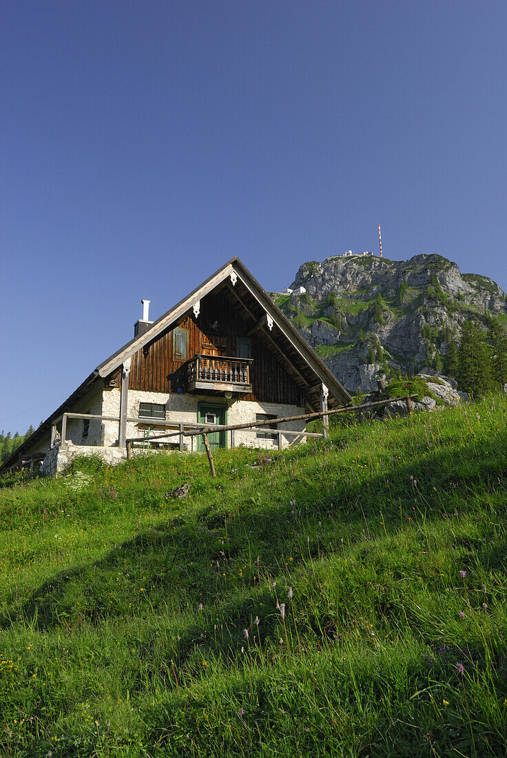 Alpine hut, Wendelstein, Bavarian foothills, Bavarian range, Upper Bavaria, Bavaria, Germany