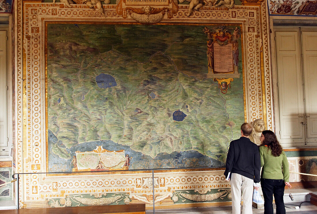 Couple visiting the Gallery of Maps, Vatican Museums, Vatican City, Rome, Italy