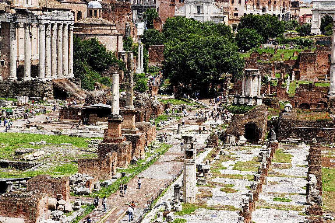 Tourists visiting Roman Forum, Rome, Italy