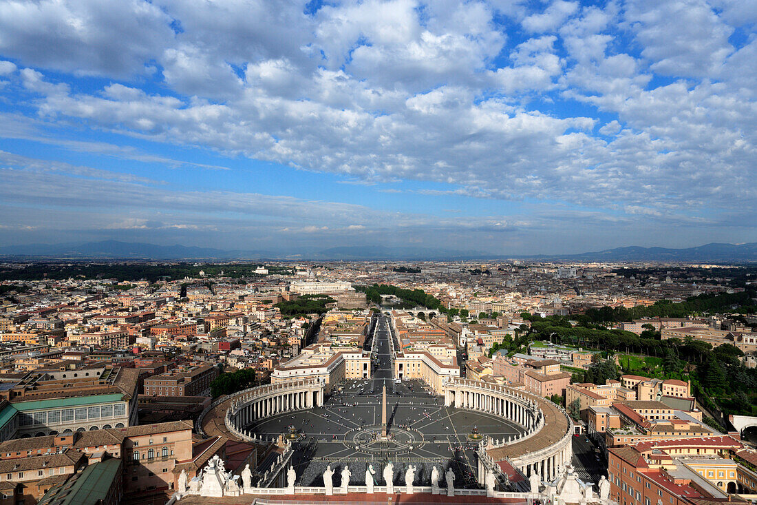 View from St. Peter's Basilica over Saint Peter's Square, Vatican City, Rom, Italien