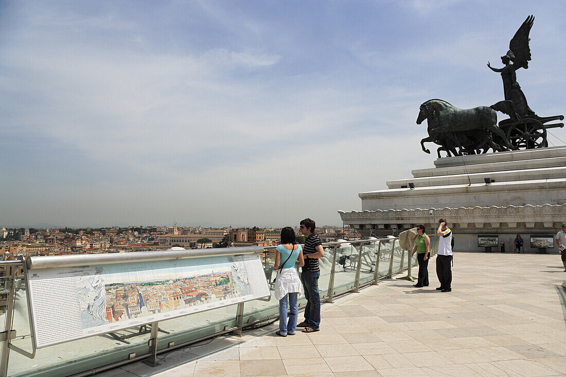 Visitors on top of the Monument to Vittorio Emanuele II, Rome, Italy