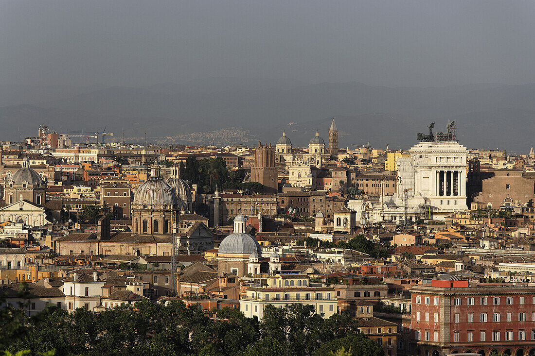 View over city from Janiculum Hill, Rome, Italy