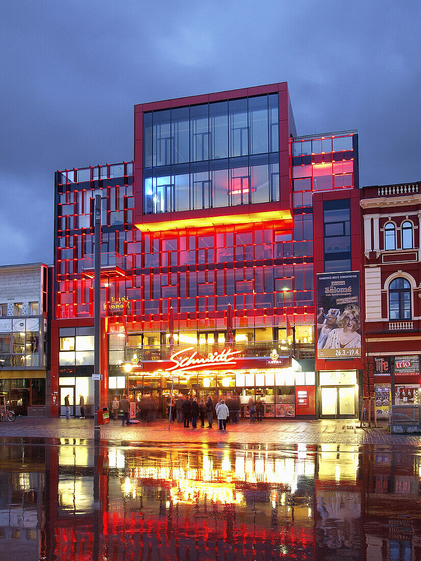 Schmidt Theater at night, Hamburg, Germany