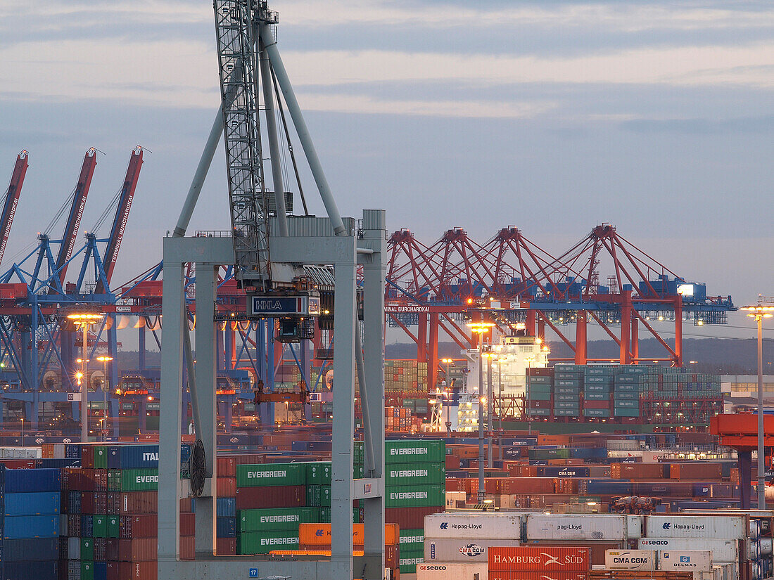 Container Terminal im Hamburger Hafen, Burchardkai in Waltershof, Hamburg, Deutschland