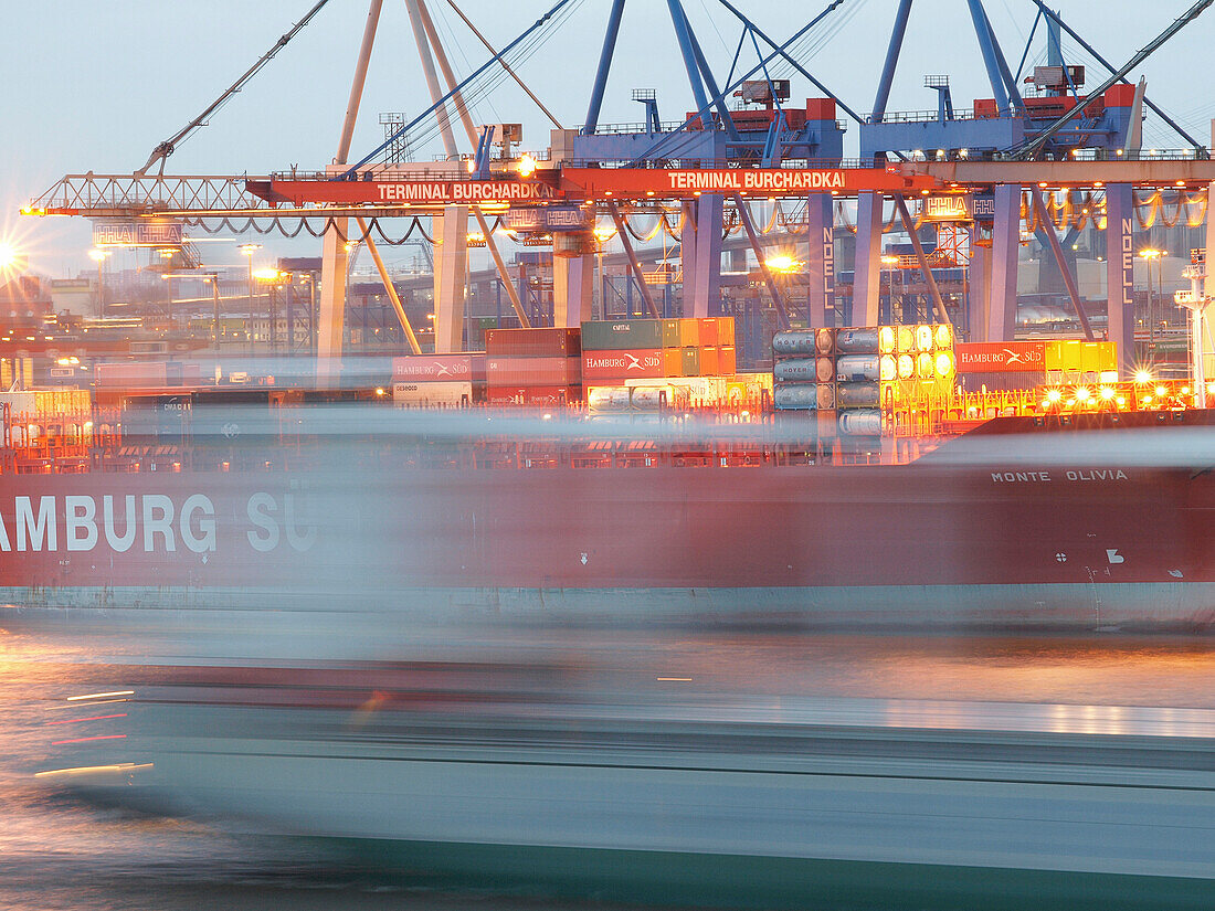 Container Terminal, Port of Hamburg, Burchardkai in Waltershof, Hamburg, Germany