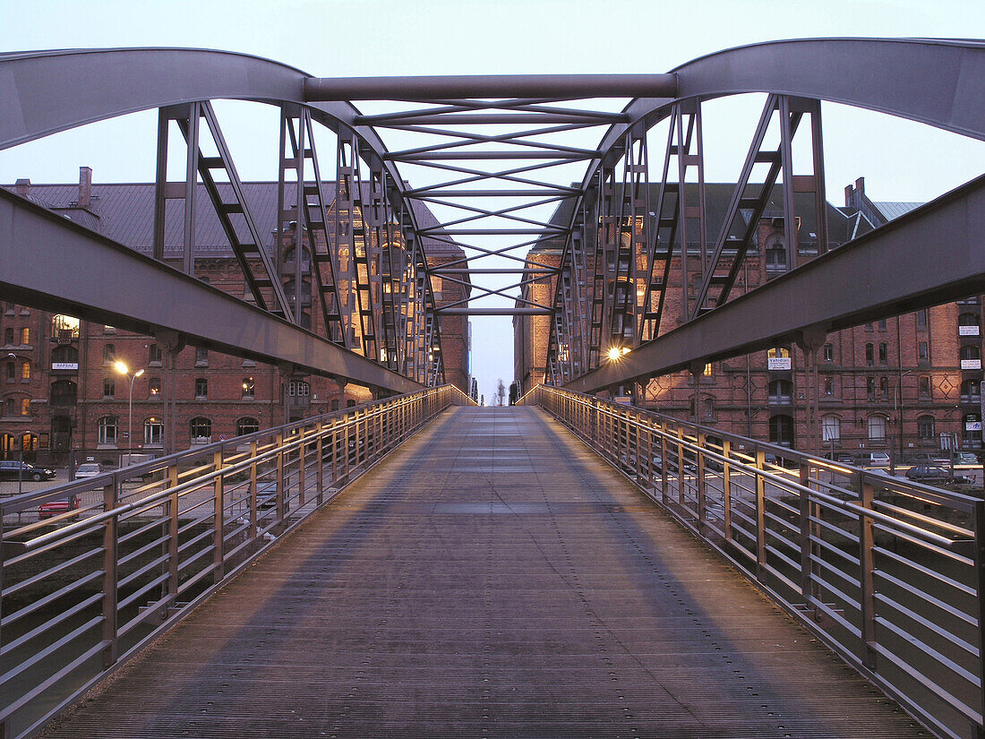 Bridge in the Speicherstadt (storehouse-town), Hamburg, Germany