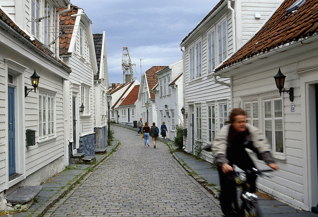Old Stavanger, Ovre Strandgate street. Stavanger. Norway.