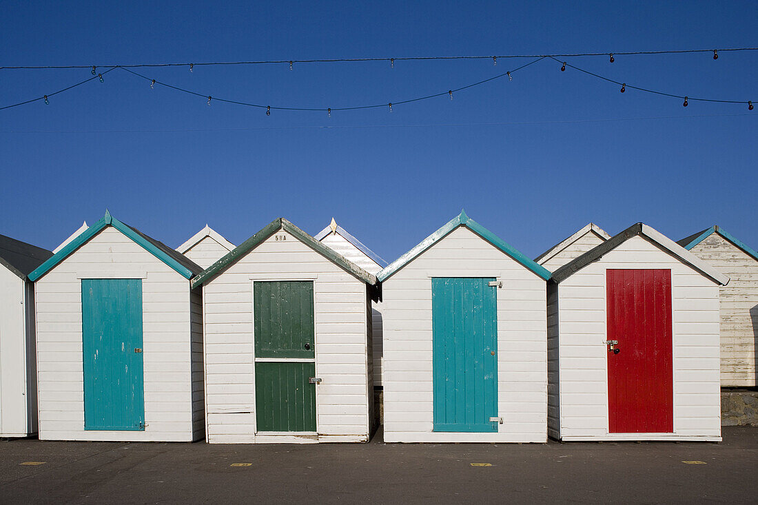 Paignton, beach huttes, Devon, UK.