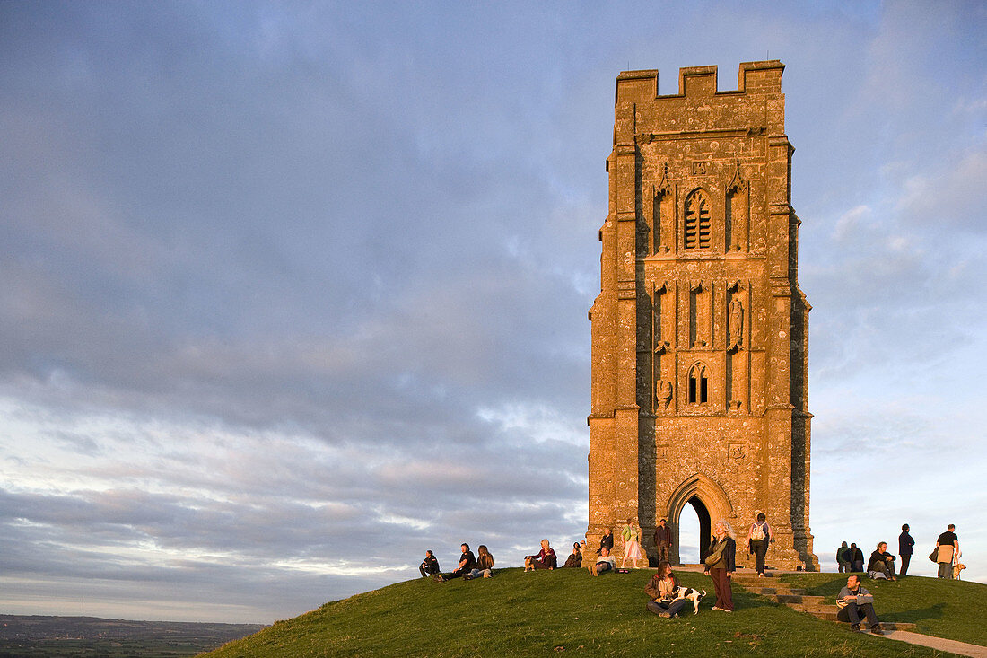 Glastonbury, Glastonbury Tor, Tower of St Michael Church. UK