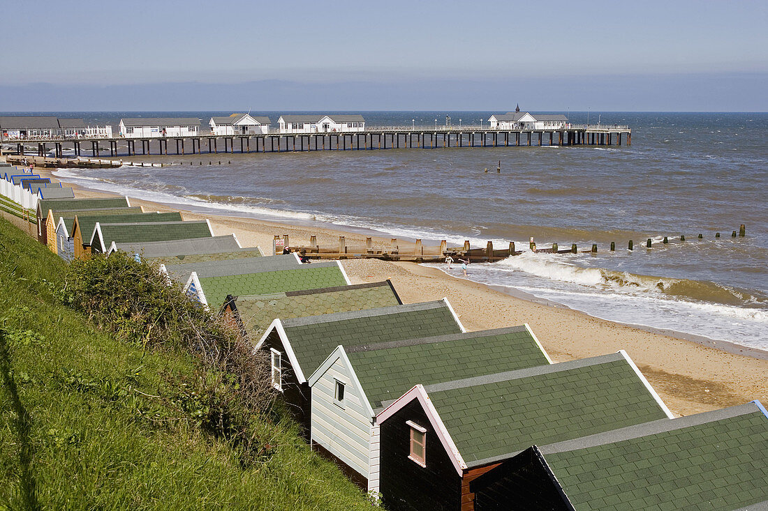 Southwold, North Sea, Beach Huts, Suffolk. England.