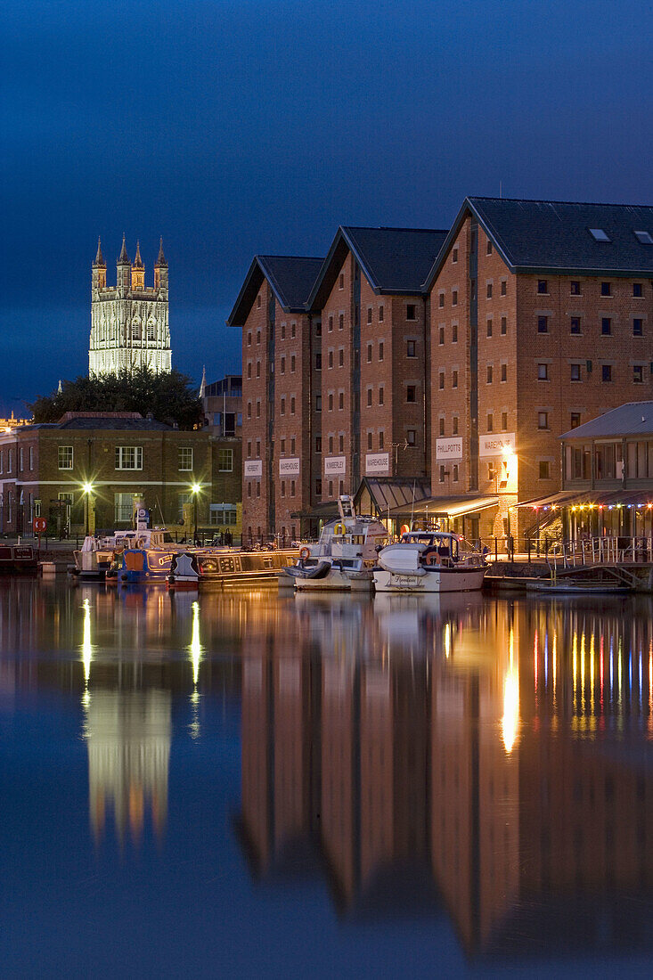 Gloucester, the Docks, 18th century, warehouses, Cathedral, Gloucestershire, the Cotswolds, UK