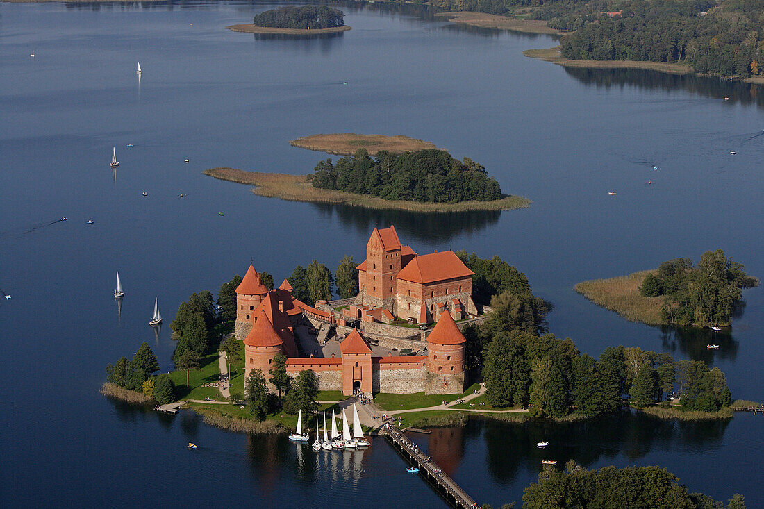 Gothic castle (XIV-XVth century) on Lake Galve. Trakai. Lithuania