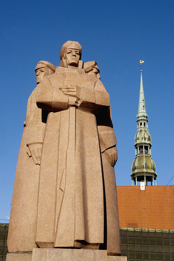 Latvia, Riga, Latvian Riflemen Statue