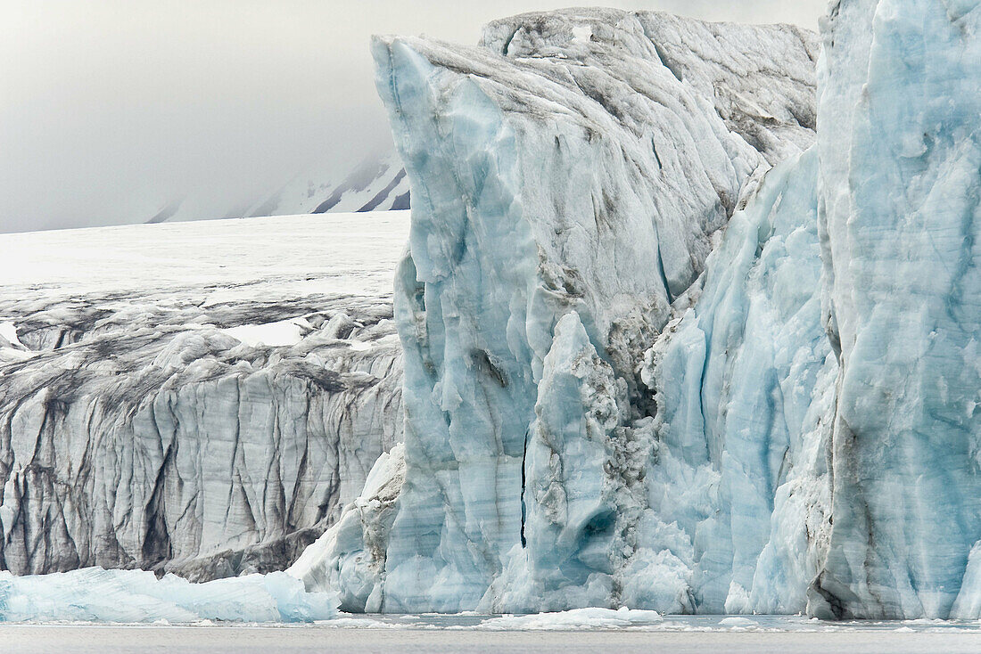 A view of Storpollen Glacier, on the southwestern side of Spitsbergen Island in the Svalbard Archipelago, Barents Sea, Norway