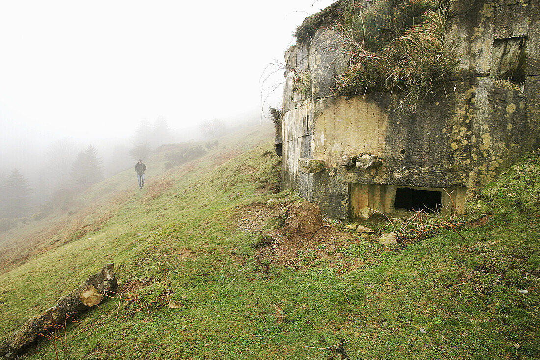 Bunkers from 'La linea P' through the Pyrenees border between Spain and France. Pyrenees. Baztan. Navarra. Spain