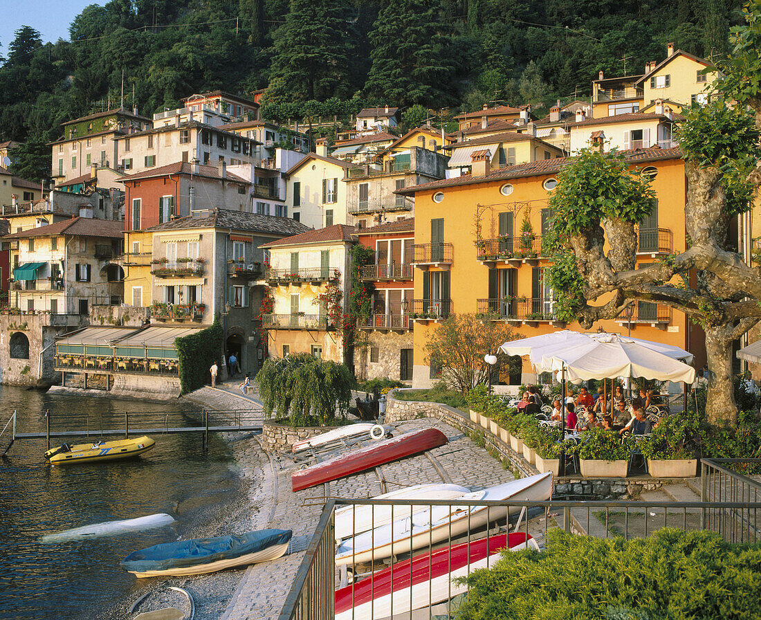 Harbor and restaurant. Varenna. Lake Como. Lombardia. Italy