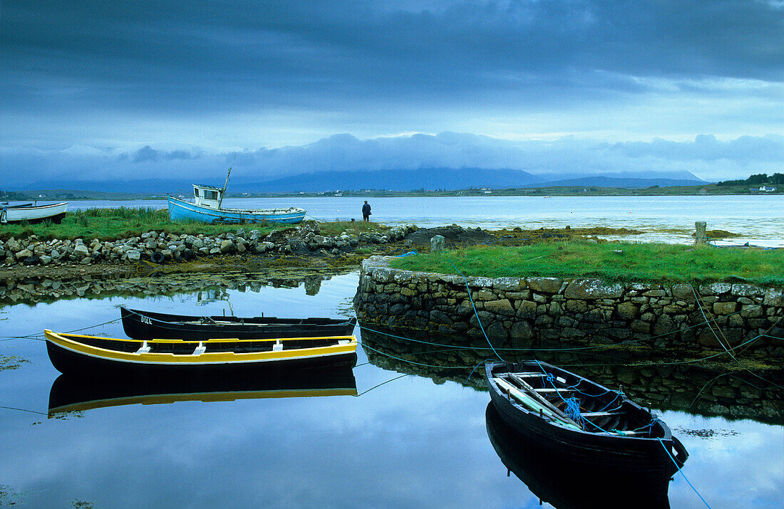 Boats in Dogs Bay, Europe, Connemara,  Co. Galway, Ireland, Europe