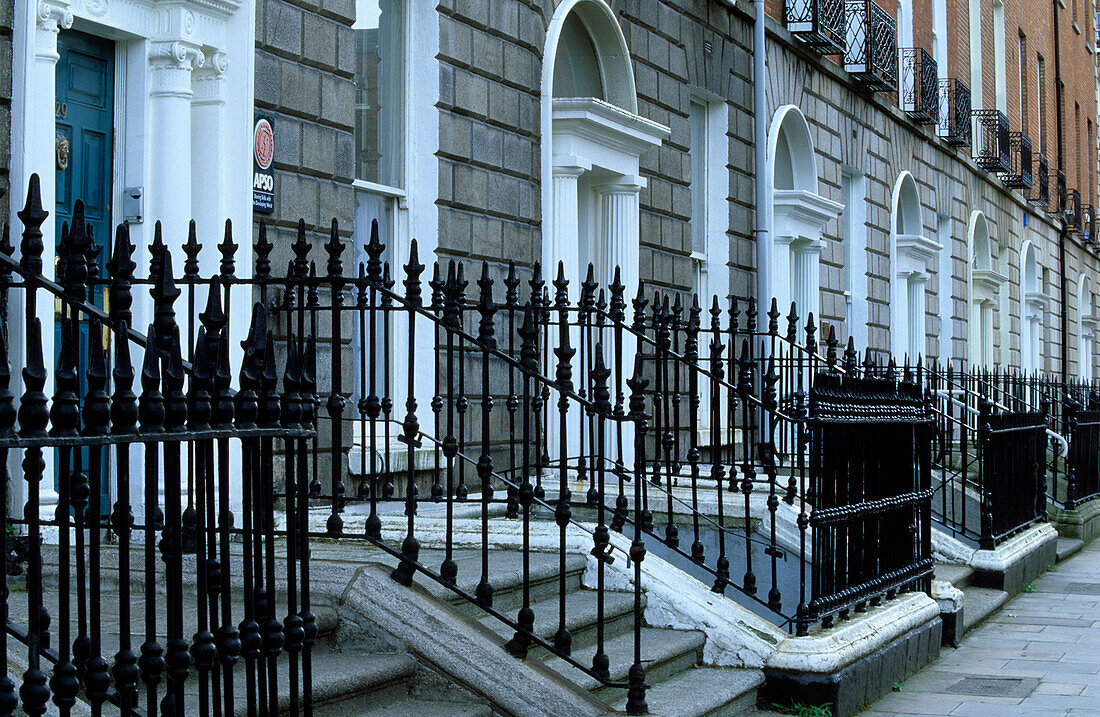 Row of houses at Fitzwilliam Lane, Dublin, Ireland, Europe