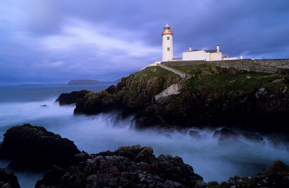 Lighthouse at Fanad Head in the evening light, County Donegal, Ireland, Europe